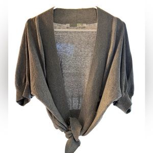 Athleta cardigan size LARGE short sleeve cashmere‎ cotton blend GRAY